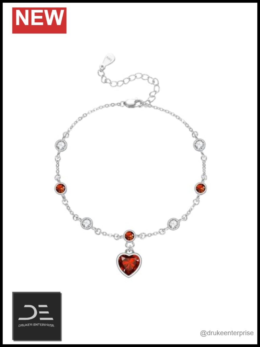 Sterling Silver Heart Cut Gemstone Birthstone Bracelet for Women